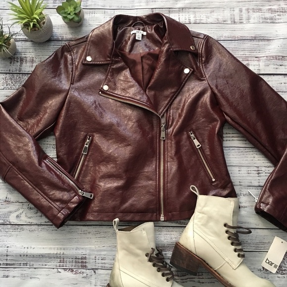 Bar III Jackets & Blazers - Patent Faux Leather Moto Jacket